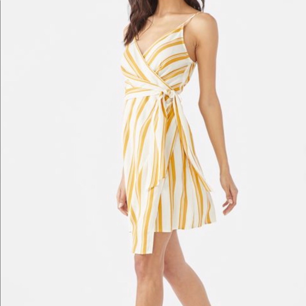 Yellow & White Stripe Wrap Dress